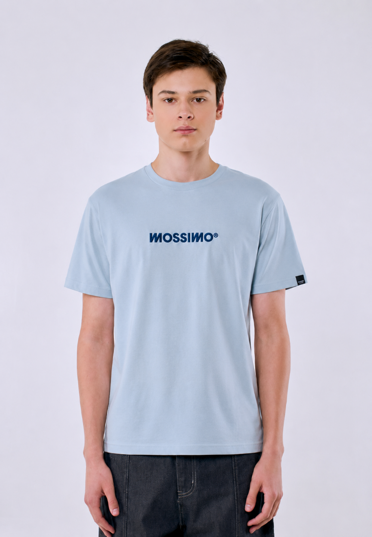 Mossimo Men's Blue Comfort Fit Embroidered Logo Tee