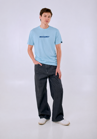 Mossimo Men's Blue Comfort Fit Embroidered Logo Tee