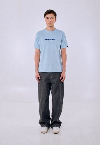 Mossimo Men's Blue Comfort Fit Embroidered Logo Tee