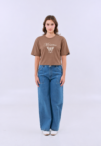 Mossimo Rust Butterfly Modern Cropped Fit Tee For Women