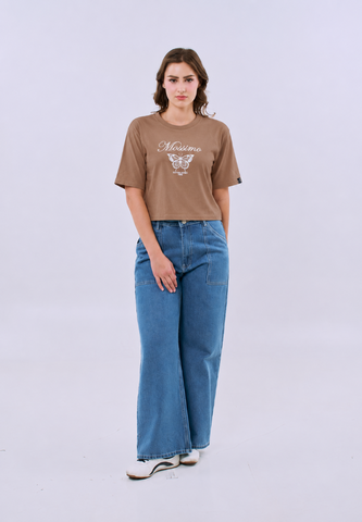 Mossimo Rust Butterfly Modern Cropped Fit Tee For Women