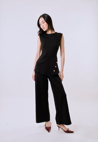 Mossimo Women's Black Boat Neck Jumpsuit