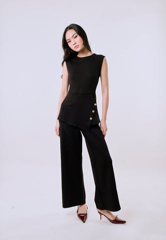 Mossimo Women's Black Boat Neck Jumpsuit