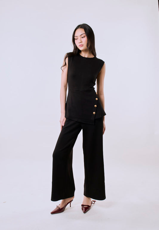 Mossimo Women's Black Boat Neck Jumpsuit