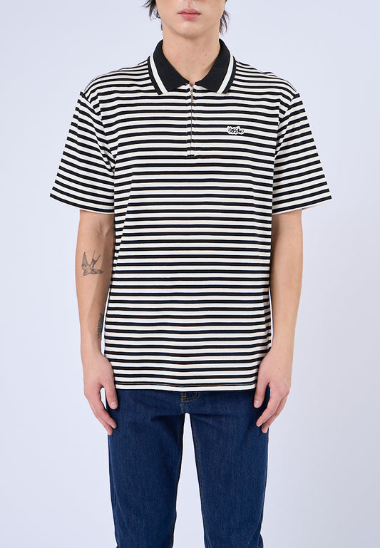 Mossimo Jareth Black White Stripes Polo Tee