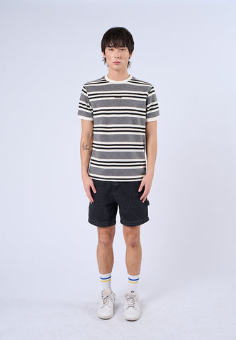 Mossimo Denver Gray OffWhite Round Neck Classic Stripes Tee
