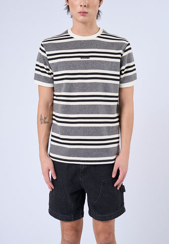 Mossimo Denver Gray OffWhite Round Neck Classic Stripes Tee