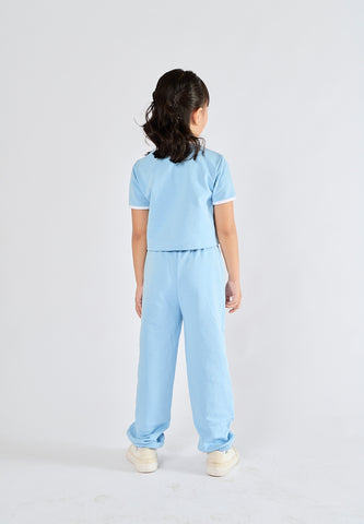 Mossimo Kids Lyssa Light Blue Cropped Top and Elastic Waistband Pants