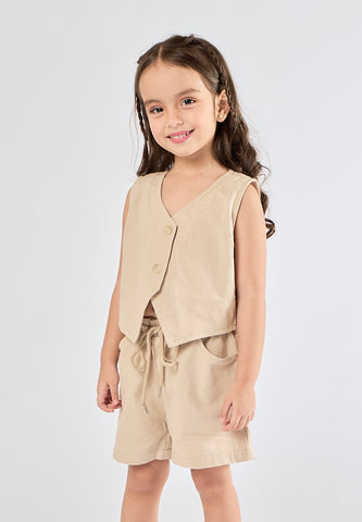 Mossimo Kids Odessa Beige Buttoned Front Vest and Shorts Set