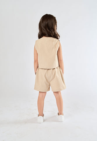 Mossimo Kids Odessa Beige Buttoned Front Vest and Shorts Set