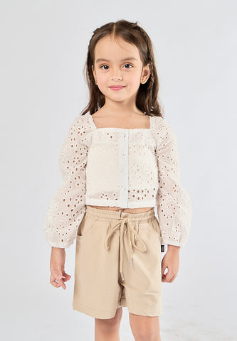 Mossimo Kids Kyla White Embroidered Lace Blouse