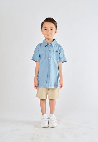 Mossimo Kids Iggy Denim Blue Short Sleeve Woven Top
