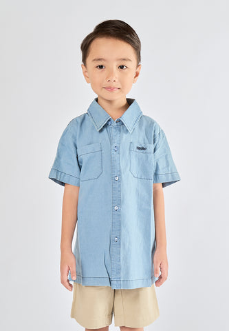 Mossimo Kids Iggy Denim Blue Short Sleeve Woven Top