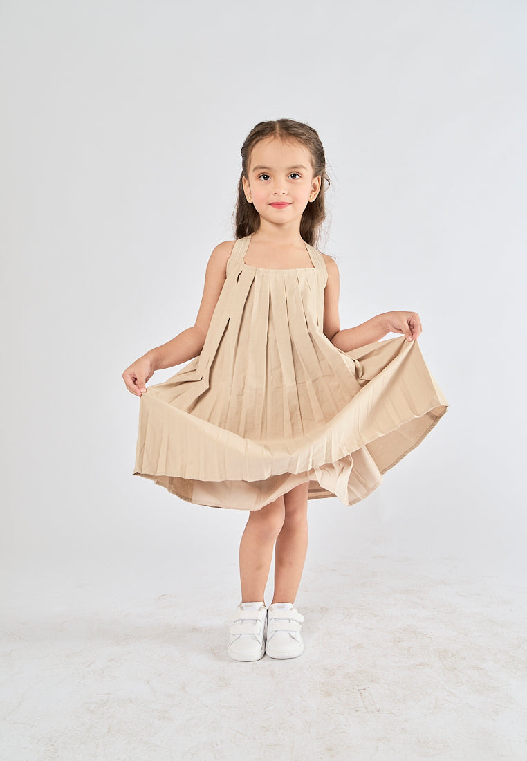 Mossimo Kids Clementine Beige Box Pleated Dress