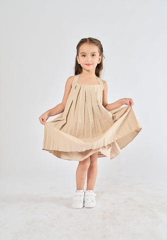 Mossimo Kids Clementine Beige Box Pleated Dress