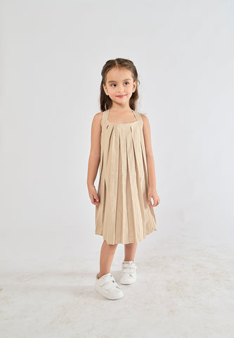 Mossimo Kids Clementine Beige Box Pleated Dress