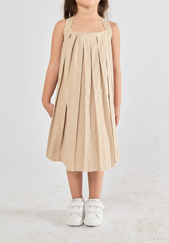 Mossimo Kids Clementine Beige Box Pleated Dress