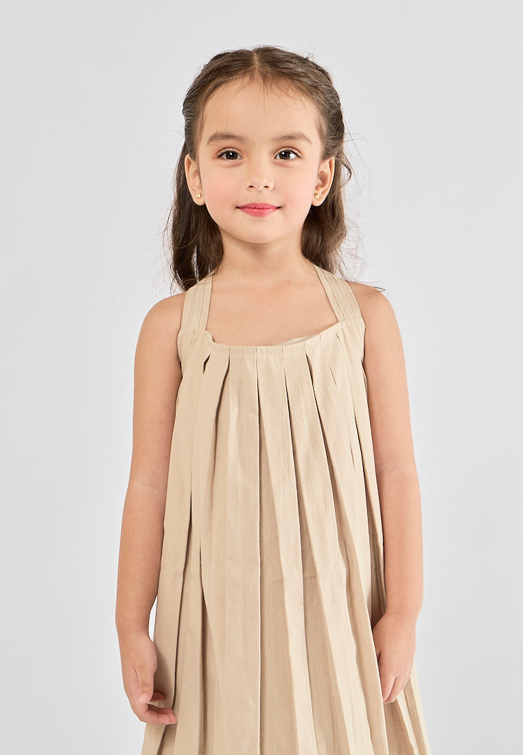 Mossimo Kids Clementine Beige Box Pleated Dress