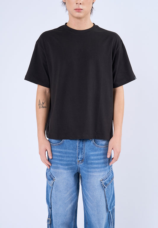 Mossimo Tyler Black Round Neck Cropped Fit Tee