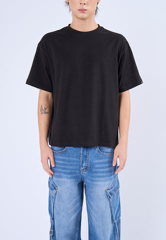 Mossimo Tyler Black Round Neck Cropped Fit Tee