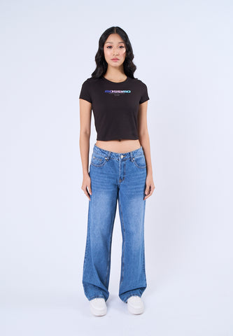Mossimo Megan Black New Generation Cropped Fit Tee