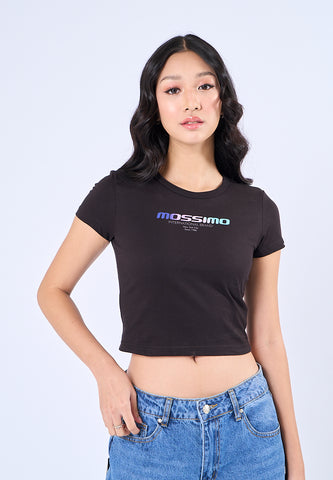 Mossimo Megan Black New Generation Cropped Fit Tee