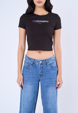 Mossimo Megan Black New Generation Cropped Fit Tee