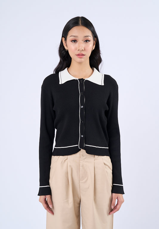 Mossimo Serene Black White Vintage Knits Top Long Sleeves
