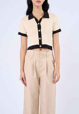 Mossimo Chelsea Off White Black Cardigan Cropped Top