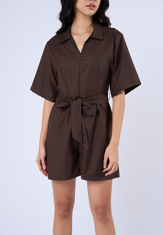 Mossimo Callista Brown Belted Romper