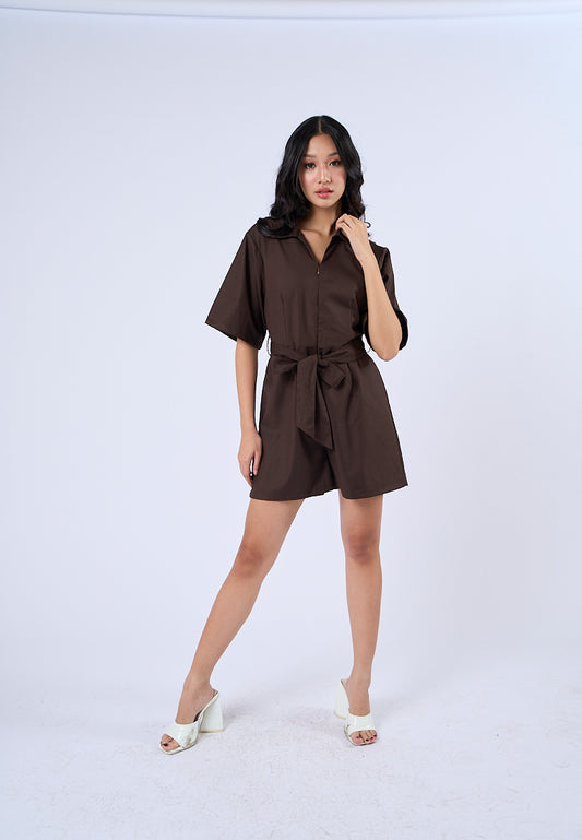 Mossimo Callista Brown Belted Romper