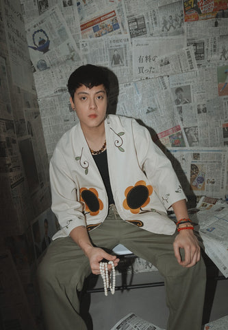 Mossimo Gekko Off-White Oversized Kimono