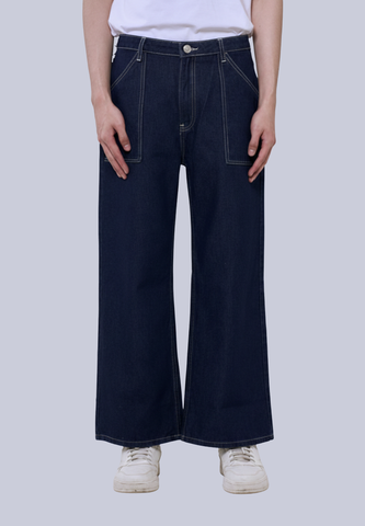 Mossimo Gavin Dark Blue Straight Leg W/ Top Stitching Pants For Men