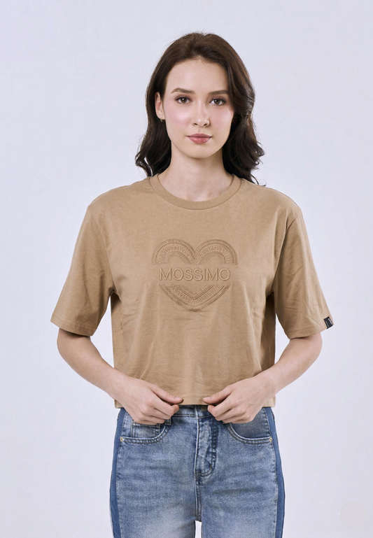 Mossimo Serena Pale Khaki Modern Cropped Fit Tee For Women