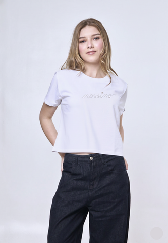 Mossimo Beatrice White Classic Cropped Fit Tee
