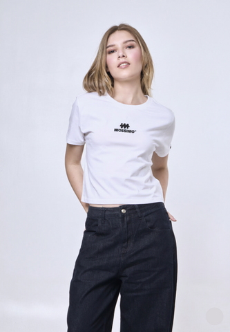 Mossimo Lydia White Classic Cropped Fit Tee
