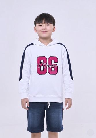 Mossimo Kids Falric White Hooded Varsity Jacket For Boys