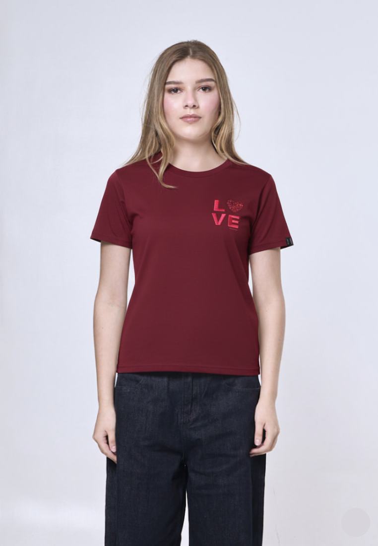 Mossimo Naomi Maroon Classic Fit Tee