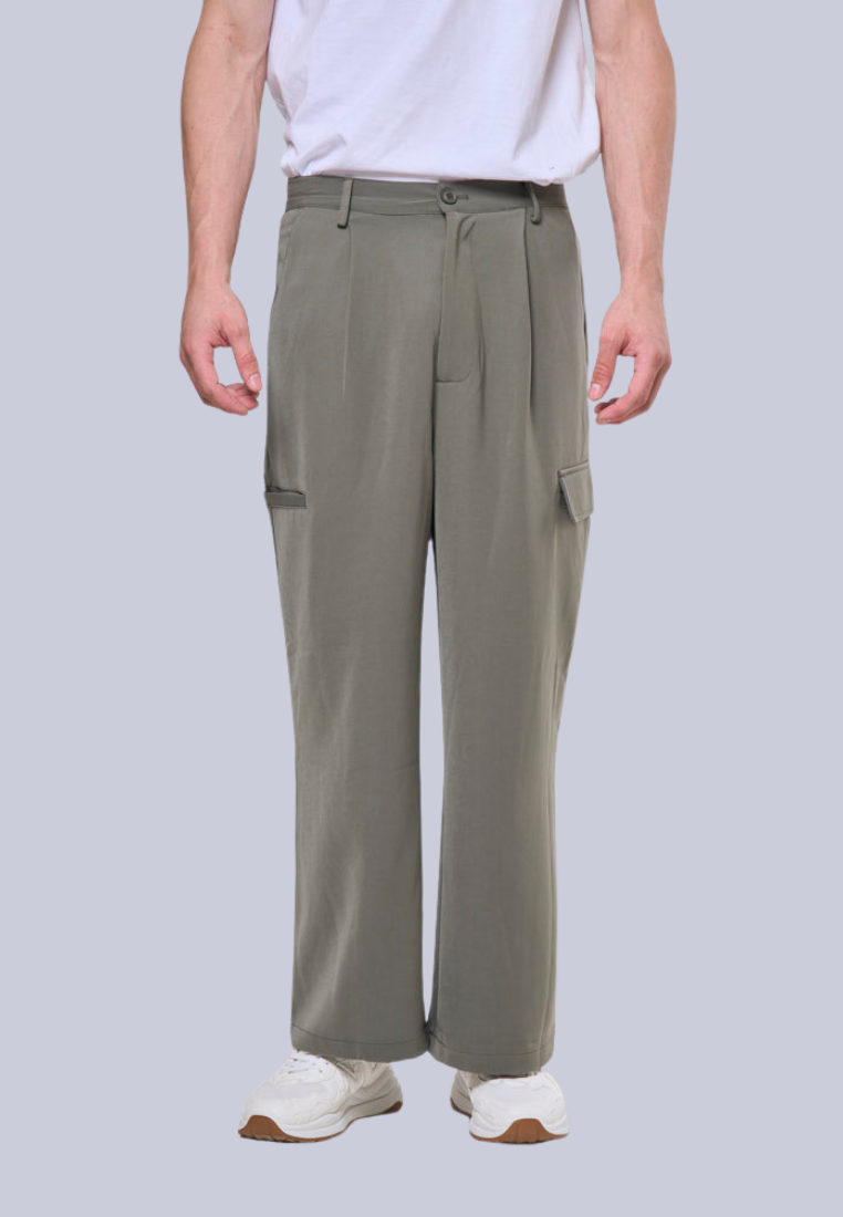 Mossimo Harvey Olive Straight Fit Flap Trousers Pants For Men