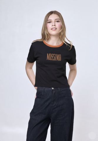 Mossimo Azaria Black Ringer Classic Cropped Fit Tee