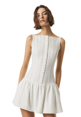 Mossimo Women's Off White Sleeveless Corset Pleated Dress