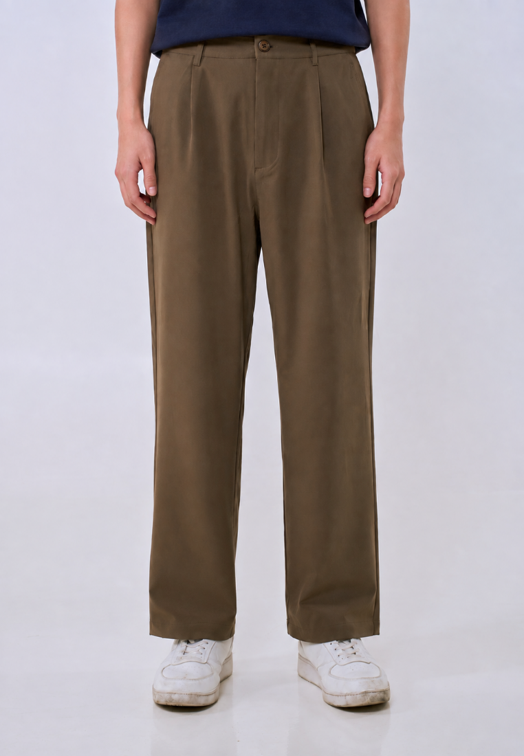 Mossimo Men's Brown Pleated Straight Loose Trouser Pants
