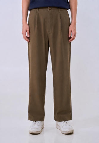 Mossimo Men's Brown Pleated Straight Loose Trouser Pants