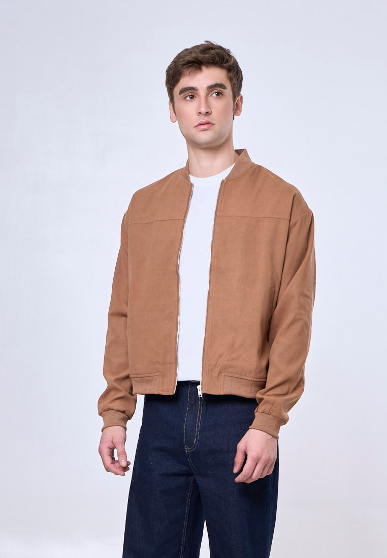 Mossimo Blaze Brown Boxy Suede Bomber Jacket