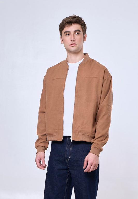 Mossimo Blaze Brown Boxy Suede Bomber Jacket