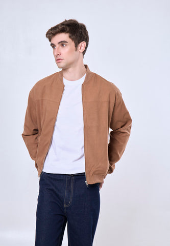 Mossimo Blaze Brown Boxy Suede Bomber Jacket