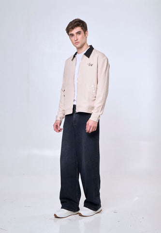 Mossimo Sonny Beige Boxy Zip Up Jacket For Men