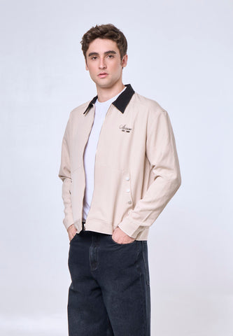 Mossimo Sonny Beige Boxy Zip Up Jacket For Men