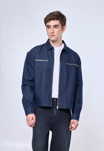 Mossimo Aaron Dark Blue Boxy Denim Jacket For Men