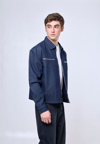 Mossimo Aaron Dark Blue Boxy Denim Jacket For Men